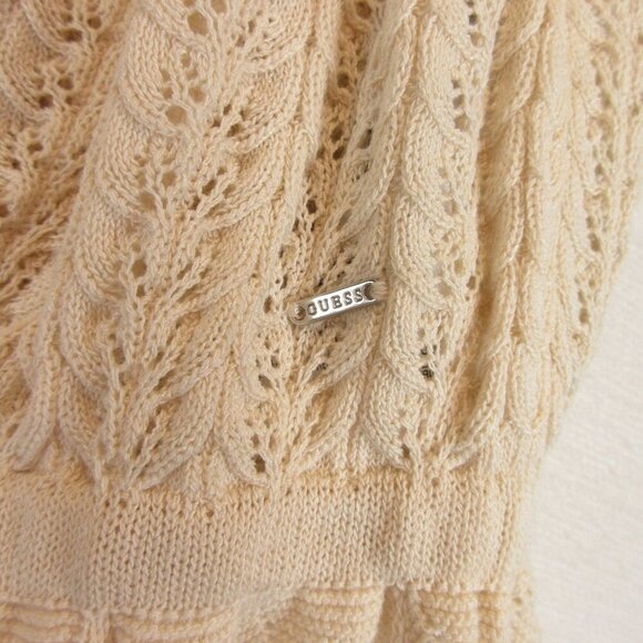 Guess Women's Lace Knit Peasant Top Size M Cream Crochet - Picture 4 of 14